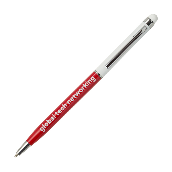 Długopis aluminiowy Touch Tipo, czerwony z nadrukiem logo a