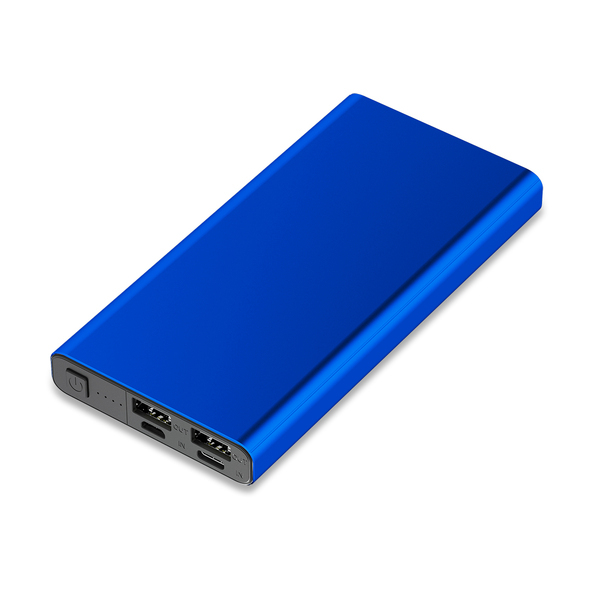 Power bank 10000 mAh Banco, niebieski z nadrukiem logo a