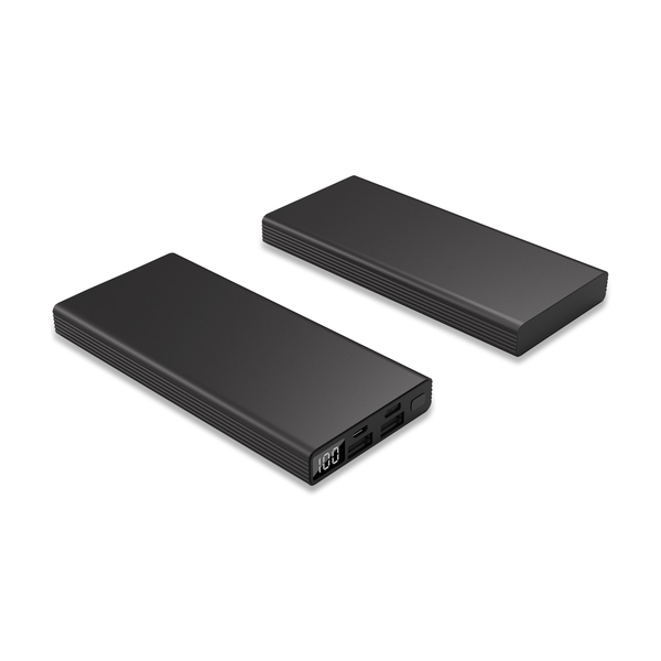 Power bank 10000 mAh (PD22,5W) Rapido, czarny z nadrukiem logo a