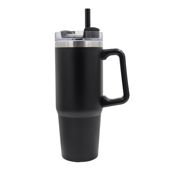 Kubek termiczny Memphis 900 ml, czarny z nadrukiem logo b