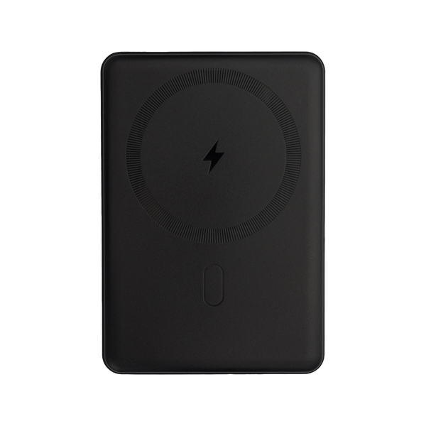 Magnetyczny bezprzewodowy power bank 5000 mAh Yuki, czarny z nadrukiem logo c