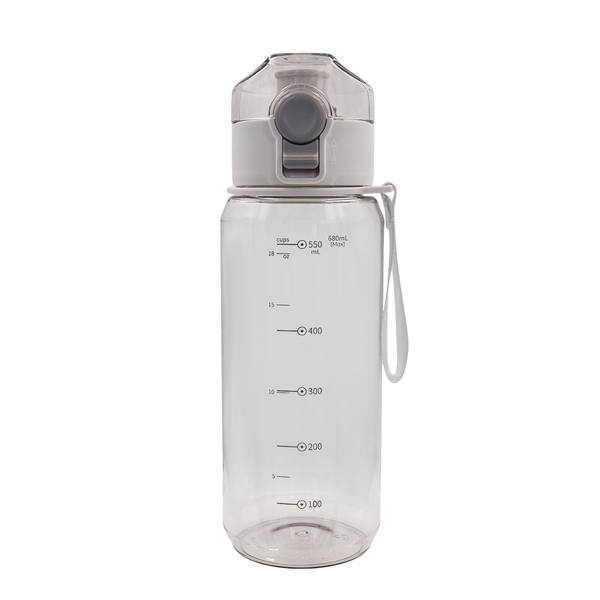 Bidon z tritanu H2O 680 ml, szary z nadrukiem logo - zdjęcie produktu