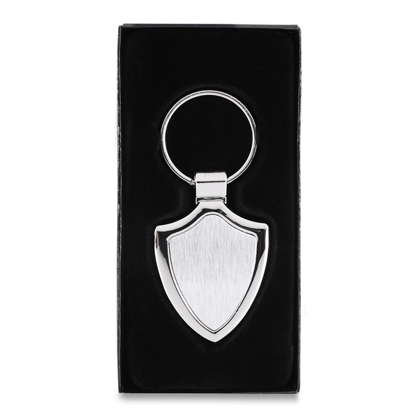 Brelok metalowy Emblem, srebrny z grawerem logo - zdjęcie produktu