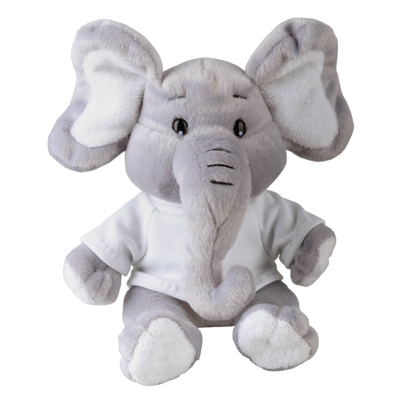 Maskotka Elephant, szary z nadrukiem logo a