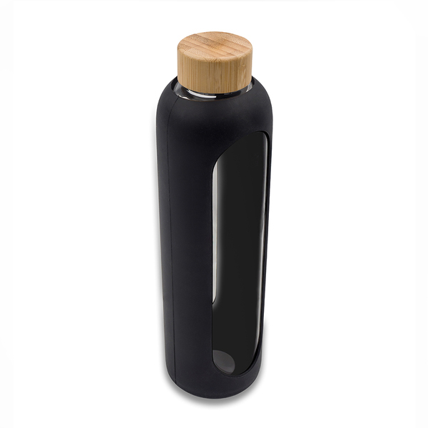 Butelka ze szkła borokrzemowego Richmond 1100 ml, czarny z nadrukiem logo b
