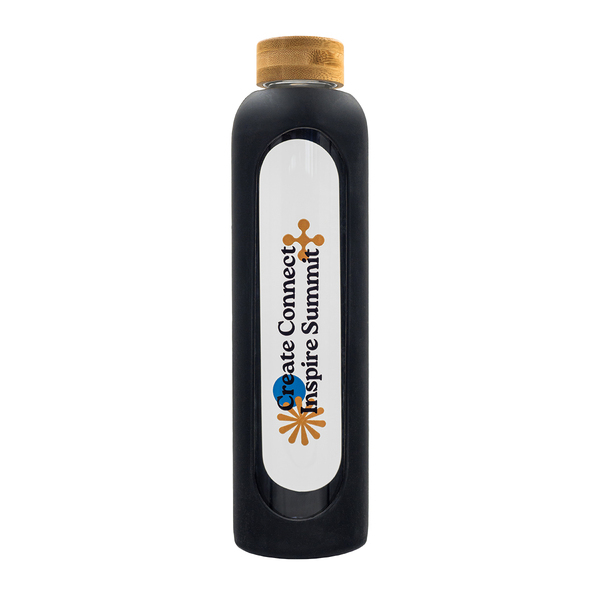 Butelka ze szkła borokrzemowego Richmond 1100 ml, czarny z nadrukiem logo a