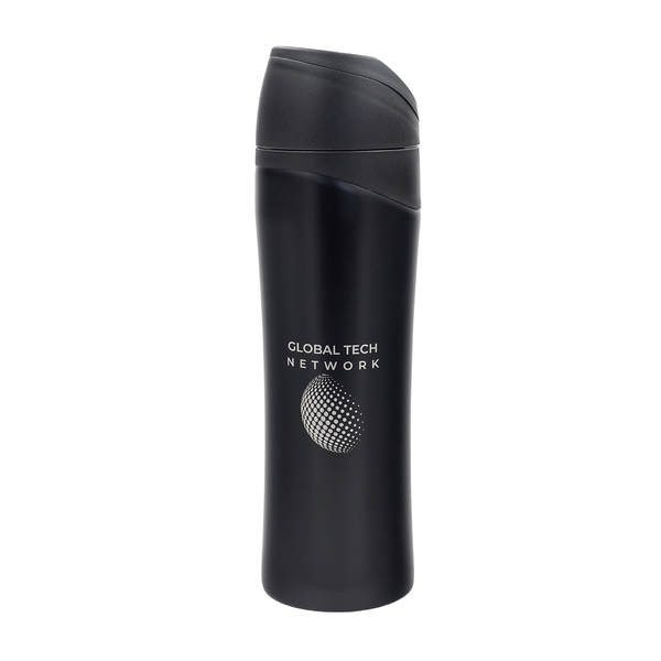 Kubek termiczny Harrow 440 ml, czarny z nadrukiem logo a
