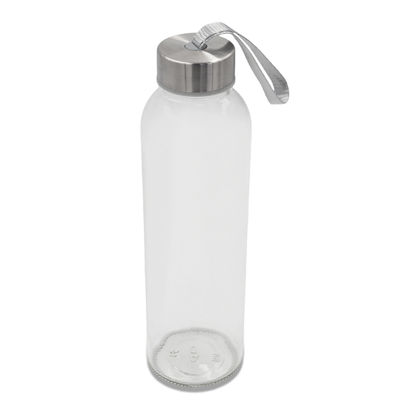 Butelka szklana Aqua Flow 500 ml, transparentny z nadrukiem logo