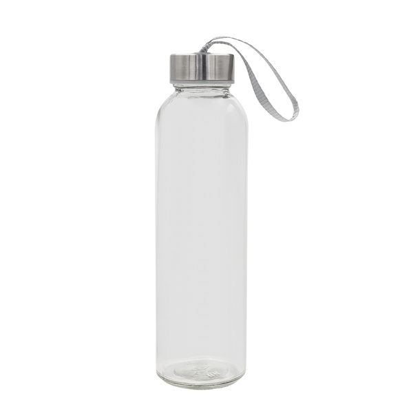 Butelka szklana Aqua Flow 500 ml, transparentny z nadrukiem logo b