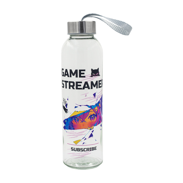 Butelka szklana Aqua Flow 500 ml, transparentny z nadrukiem logo a