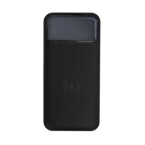 Power bank 20000 mAh z ładowarką indukcyjną Supremi, czarny z nadrukiem logo b