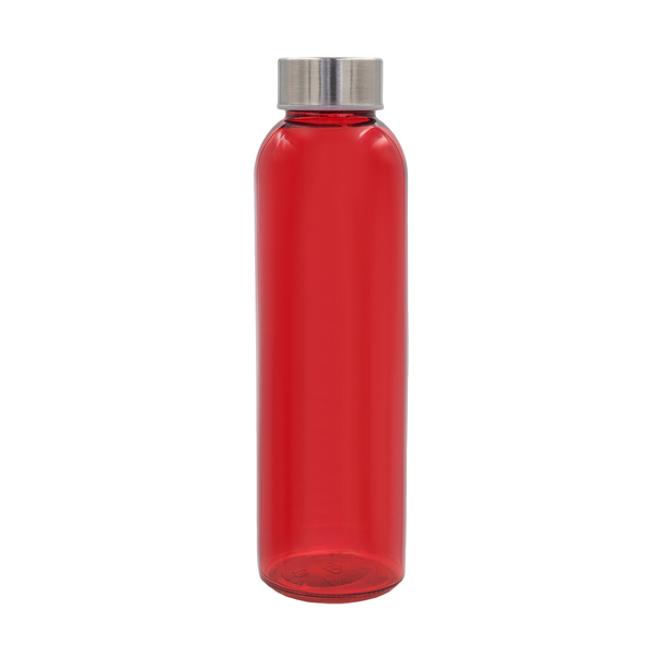 Kolorowa, szklana butelka Aqua Kuba 500 ml, czerwony z nadrukiem logo c