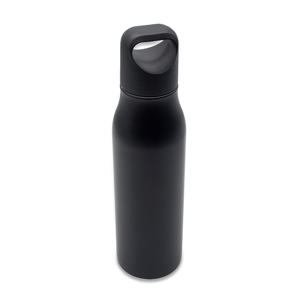 Butelka stalowa Bary 800 ml, czarny z nadrukiem logo c