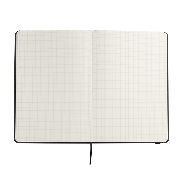 Notes A5, w oprawie z materiału RPET, Westminster, czarny z nadrukiem logo e
