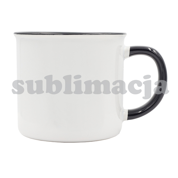 Kubek z powłoką sublimacyjną Ars 400 ml, czarny z nadrukiem logo