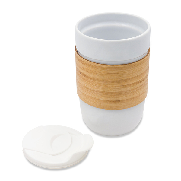 Kubek ceramiczny Skive 500 ml, biały z nadrukiem logo b