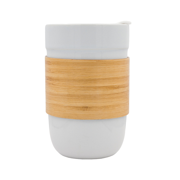 Kubek ceramiczny Skive 500 ml, biały z nadrukiem logo c