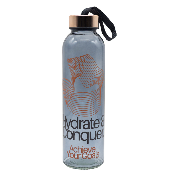 Szklana butelka Lux 500 ml, złoty z nadrukiem logo b