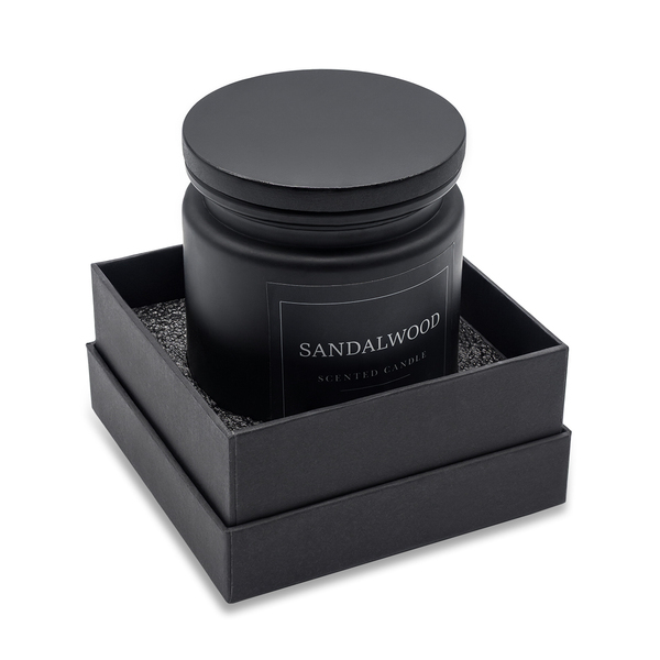 Świeca zapachowa Sandalwood, czarny z nadrukiem logo - zdjęcie produktu