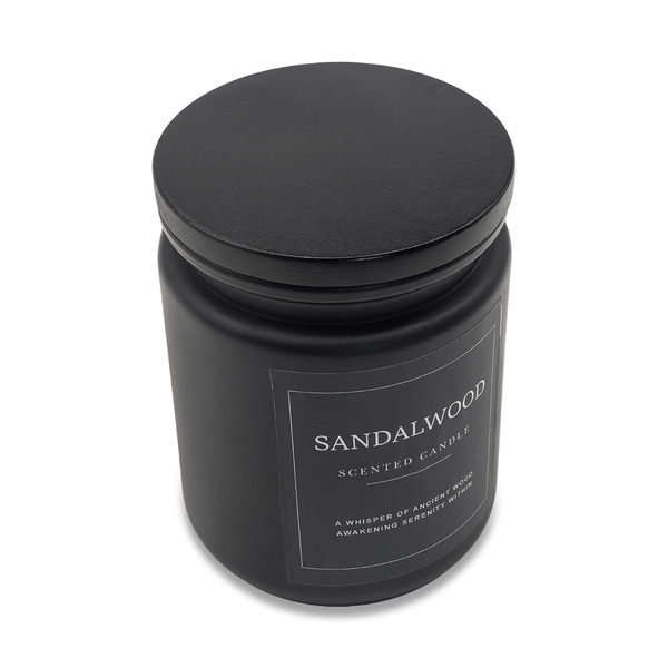 Świeca zapachowa Sandalwood, czarny z nadrukiem logo b