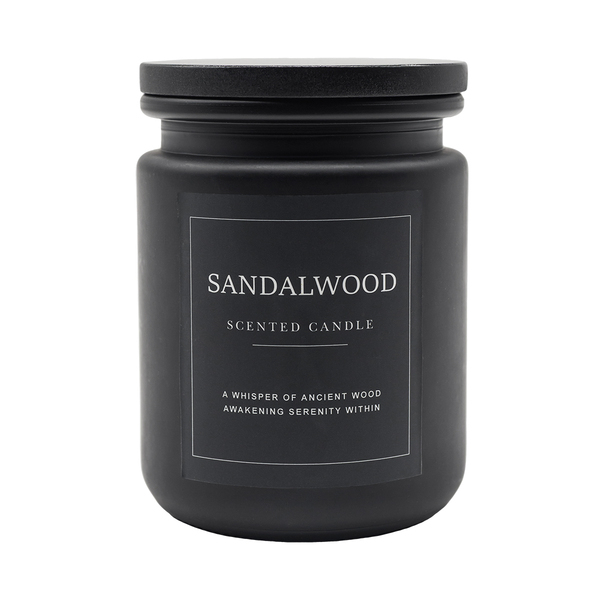 Świeca zapachowa Sandalwood, czarny z nadrukiem logo c