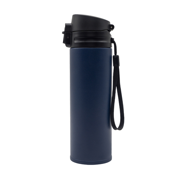 Kubek termiczny Olten 400 ml, granatowy z nadrukiem logo e