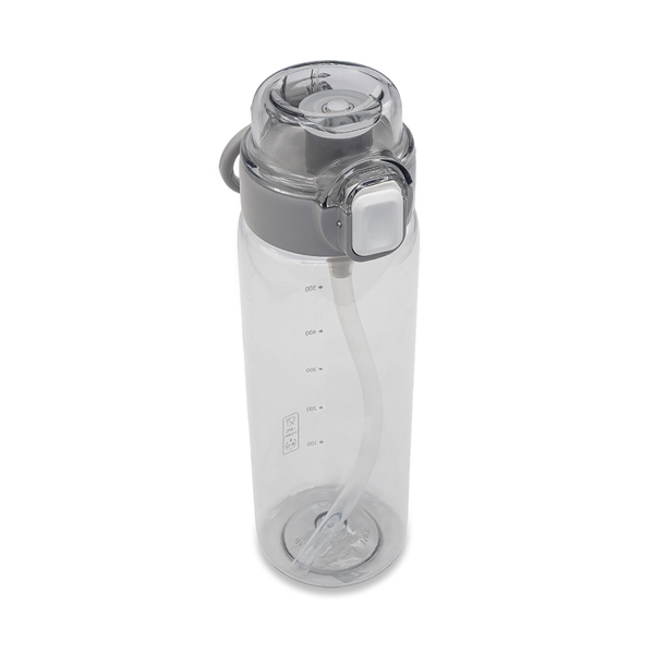 Bidon ze słomką Amad 800 ml, szary z nadrukiem logo b
