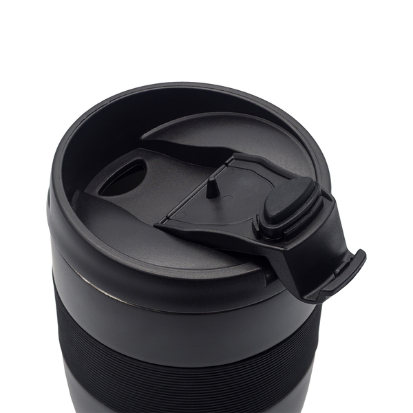Kubek termiczny Carol 300 ml, czarny z nadrukiem logo d