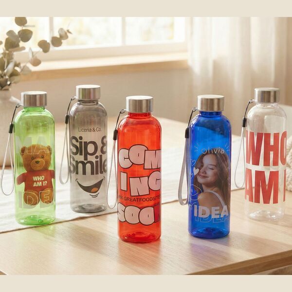 Butelka RPET Vetta 500 ml, grafitowy z nadrukiem logo c