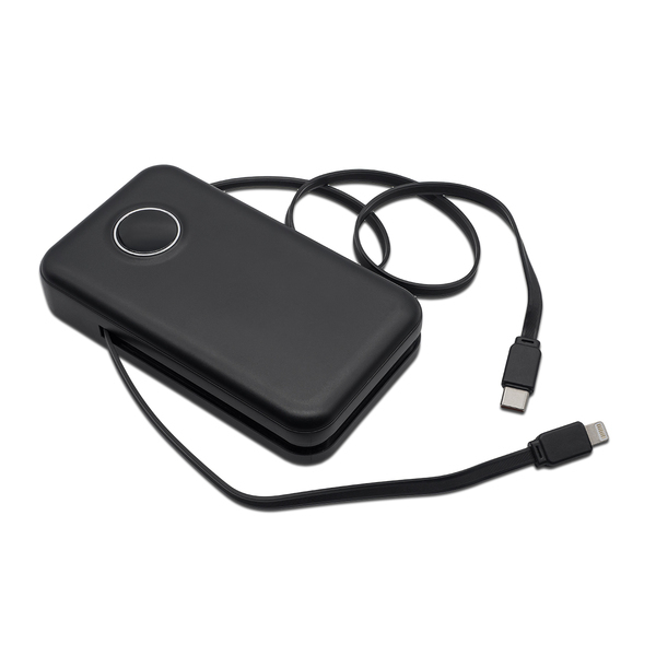 Power bank 10000 mAh Wolti, czarny z nadrukiem logo
