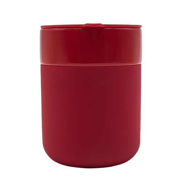 Kubek ceramiczny Caldo 370 ml, czerwony z nadrukiem logo a