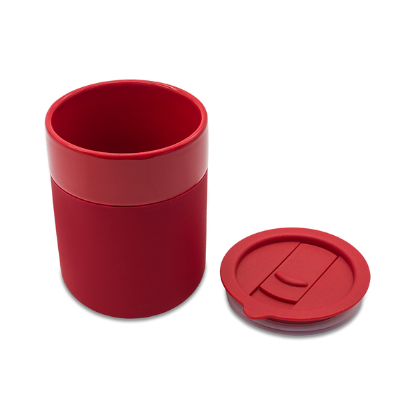 Kubek ceramiczny Caldo 370 ml, czerwony z nadrukiem logo c