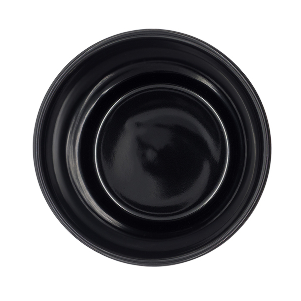Kubek ceramiczny Caldo 370 ml, czarny z nadrukiem logo b