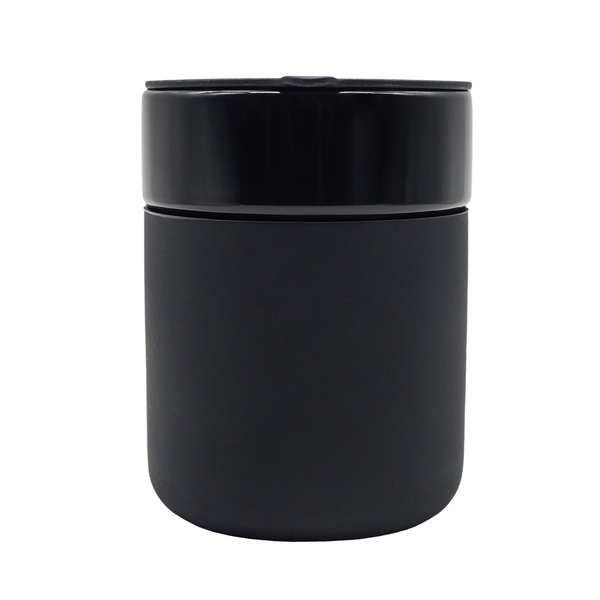 Kubek ceramiczny Caldo 370 ml, czarny z nadrukiem logo a
