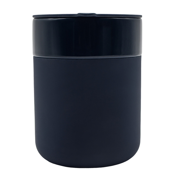 Kubek ceramiczny Caldo 370 ml, granatowy z nadrukiem logo a