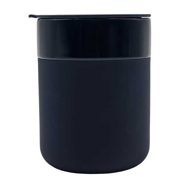 Kubek ceramiczny Caldo 370 ml, granatowy z nadrukiem logo - zdjęcie produktu