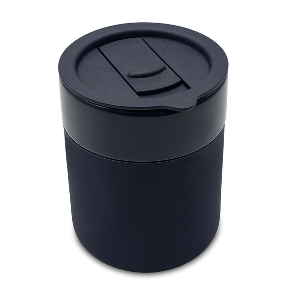 Kubek ceramiczny Caldo 370 ml, granatowy z nadrukiem logo d