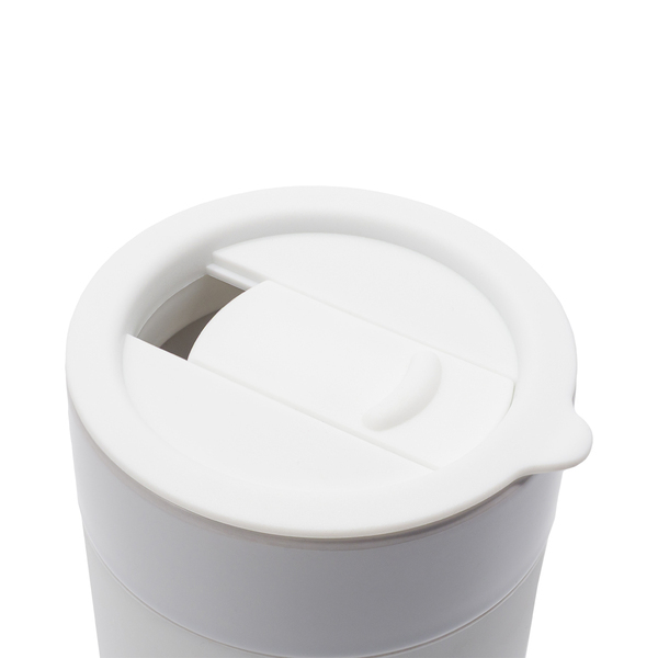 Kubek ceramiczny Caldo 370 ml, biały z nadrukiem logo c