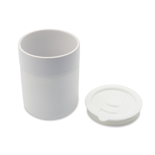 Kubek ceramiczny Caldo 370 ml, biały z nadrukiem logo e
