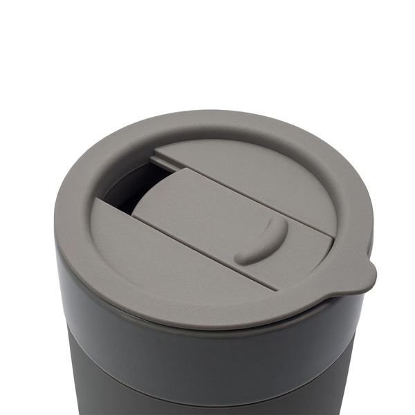 Kubek ceramiczny Caldo 370 ml, szary z nadrukiem logo d