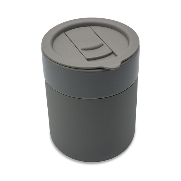 Kubek ceramiczny Caldo 370 ml, szary z nadrukiem logo e