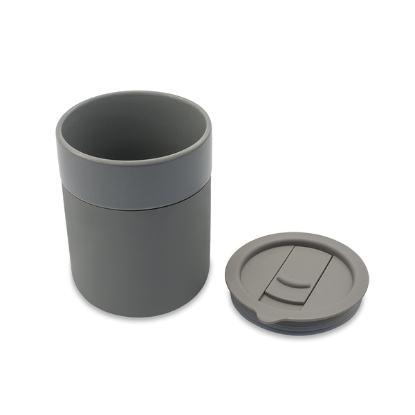 Kubek ceramiczny Caldo 370 ml, szary z nadrukiem logo c