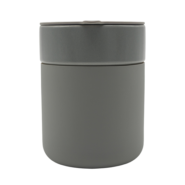 Kubek ceramiczny Caldo 370 ml, szary z nadrukiem logo a