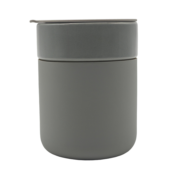 Kubek ceramiczny Caldo 370 ml, szary z nadrukiem logo - zdjęcie produktu