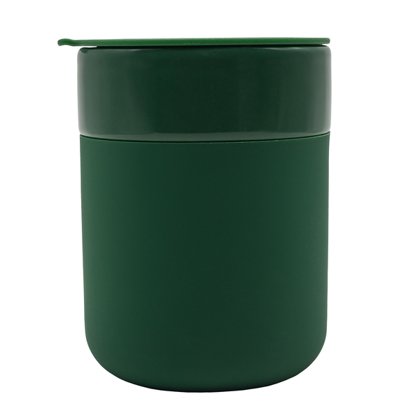 Kubek ceramiczny Caldo 370 ml, ciemny zielony z nadrukiem logo - zdjęcie produktu