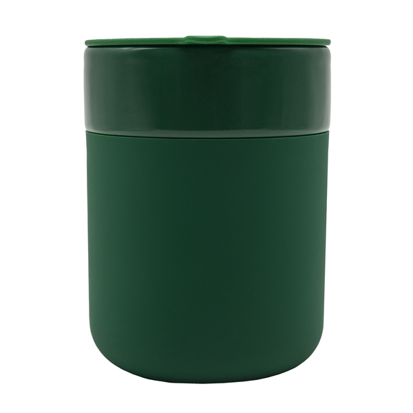 Kubek ceramiczny Caldo 370 ml, ciemny zielony z nadrukiem logo a