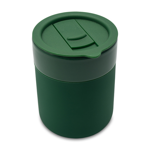 Kubek ceramiczny Caldo 370 ml, ciemny zielony z nadrukiem logo d