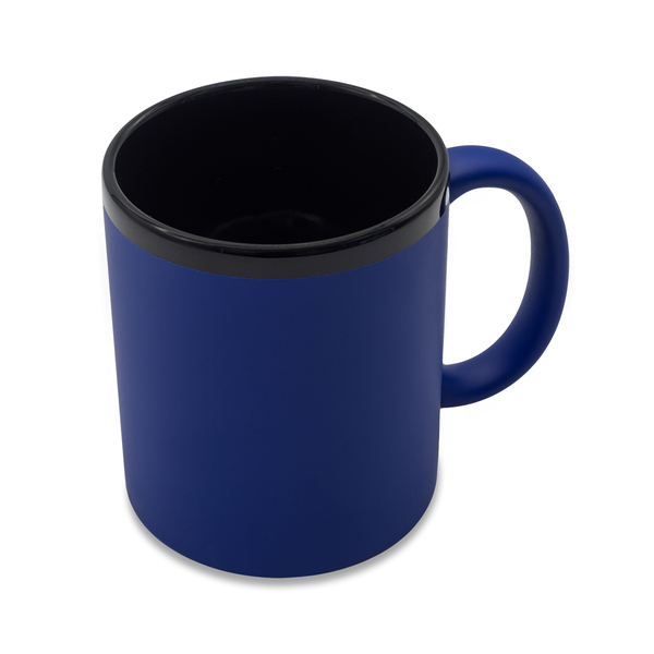 Kubek ceramiczny Velluto 350 ml, niebieski z nadrukiem logo b