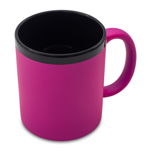 Kubek ceramiczny Velluto 350 ml, magenta z nadrukiem logo c