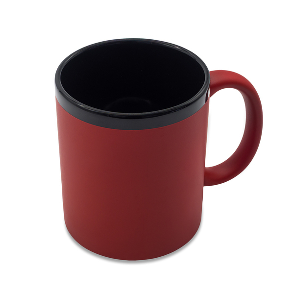 Kubek ceramiczny Velluto 350 ml, czerwony z nadrukiem logo b